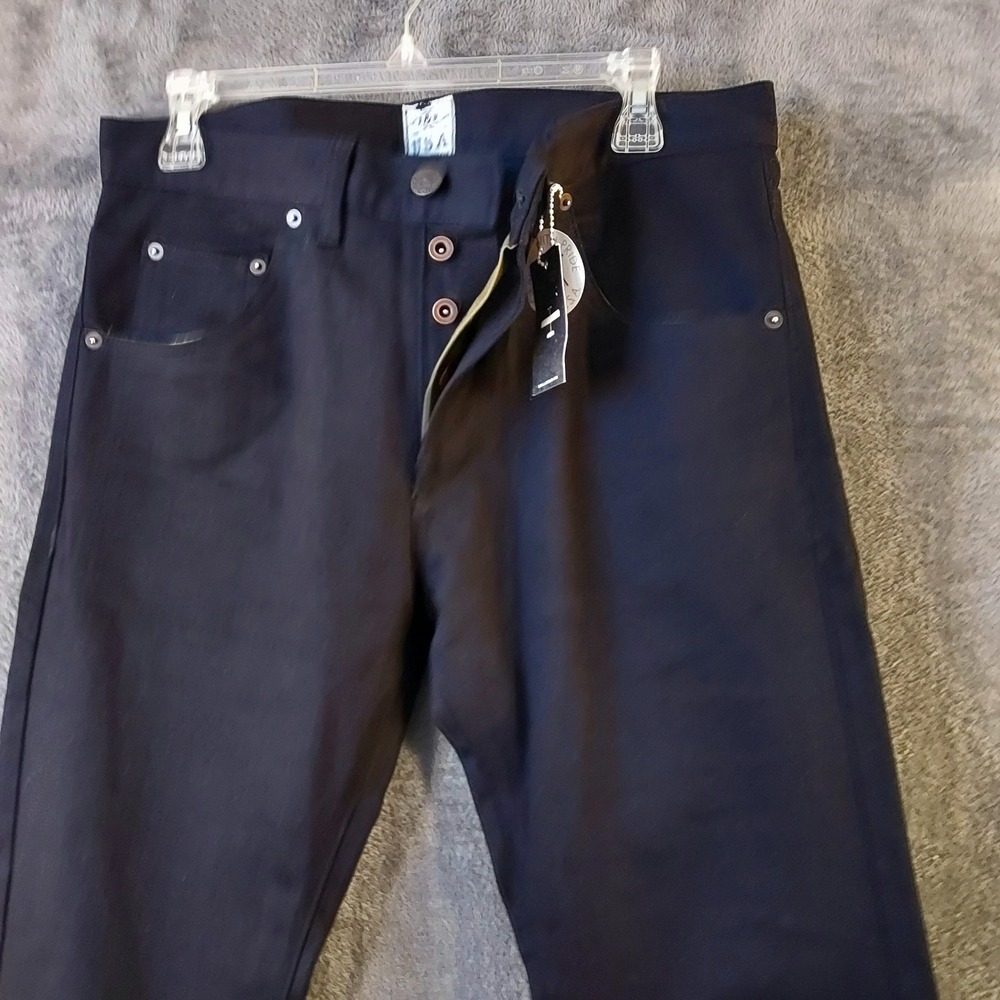 NOS Deadstock Ruell & Ray Men Black Jeans 32 X 34" Denim Button Fly Handmade USA - Picture 3 of 15